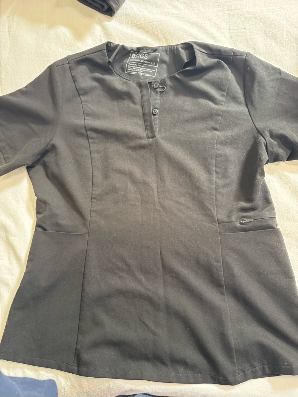 Women’s L FIGS Francisca Henley Scrub Top Black